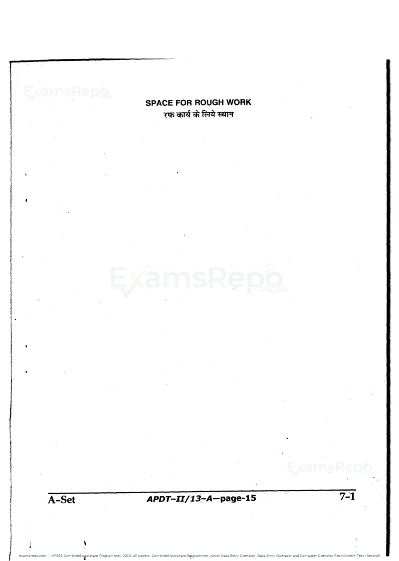 MPESB Combined Assistant Programmer 2013 question paper, All papers, Combined Assistant Programmer, Junior Data Entry Operator, Data Entry Operator and Computer Operator Recruitment Test (Second), page 15 of 48
