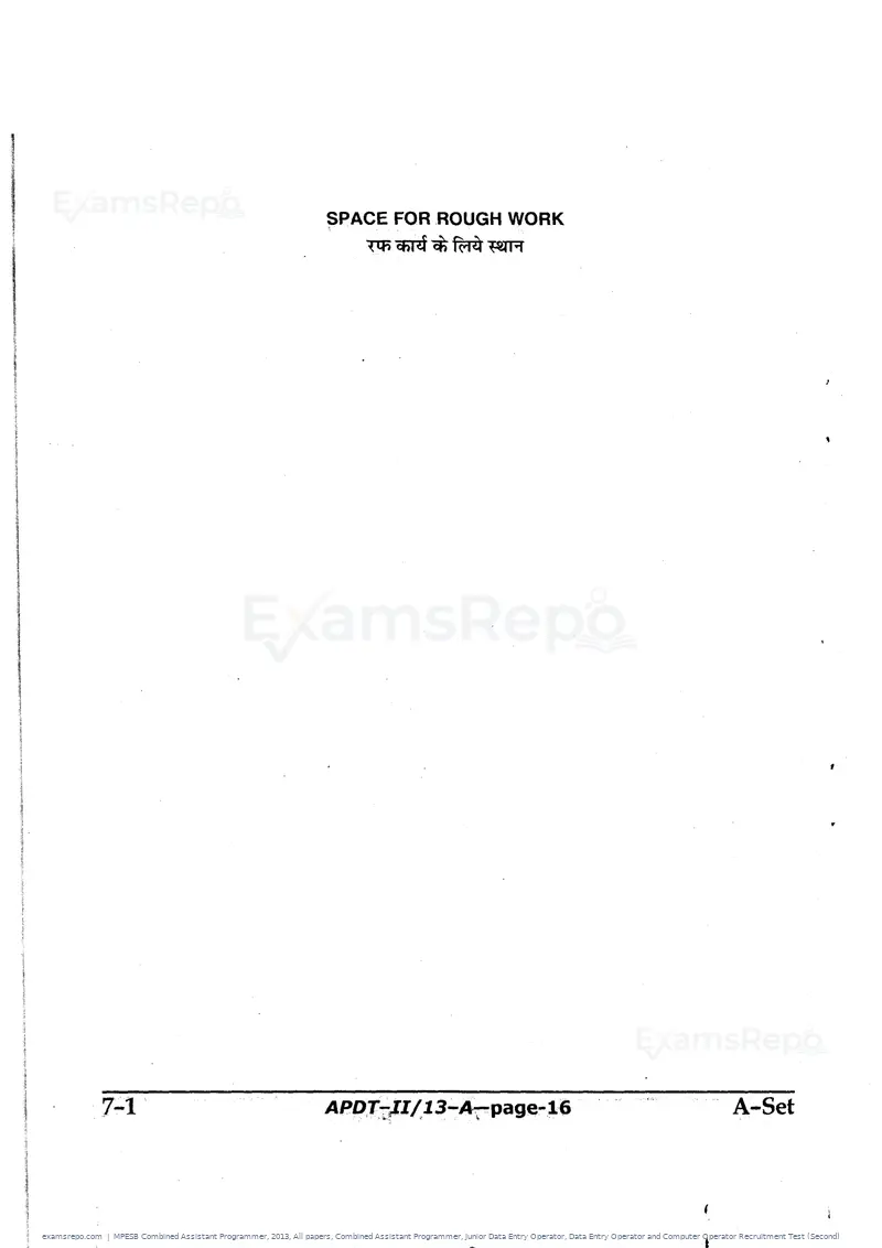 MPESB Combined Assistant Programmer 2013 question paper, All papers, Combined Assistant Programmer, Junior Data Entry Operator, Data Entry Operator and Computer Operator Recruitment Test (Second), page 16 of 48