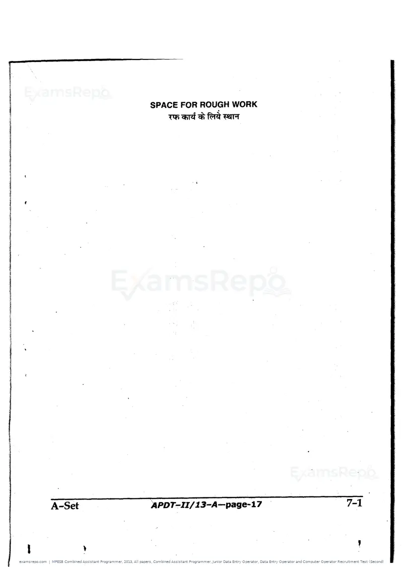 MPESB Combined Assistant Programmer 2013 question paper, All papers, Combined Assistant Programmer, Junior Data Entry Operator, Data Entry Operator and Computer Operator Recruitment Test (Second), page 17 of 48