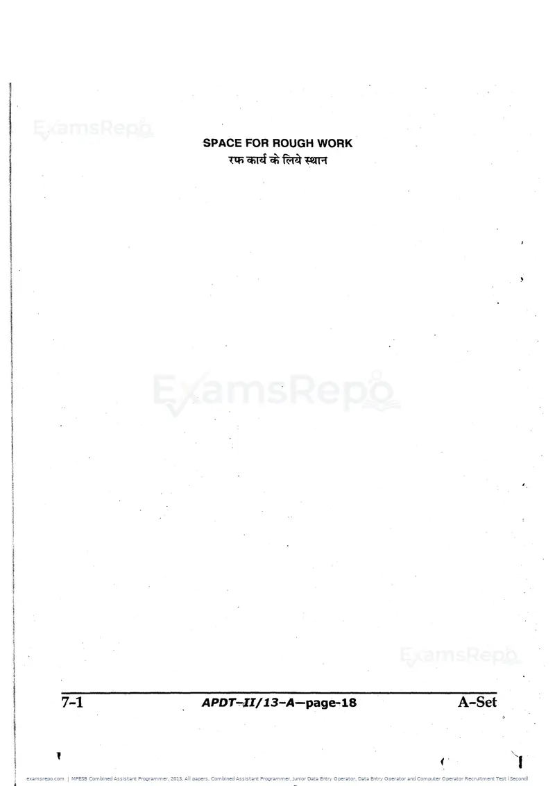 MPESB Combined Assistant Programmer 2013 question paper, All papers, Combined Assistant Programmer, Junior Data Entry Operator, Data Entry Operator and Computer Operator Recruitment Test (Second), page 18 of 48