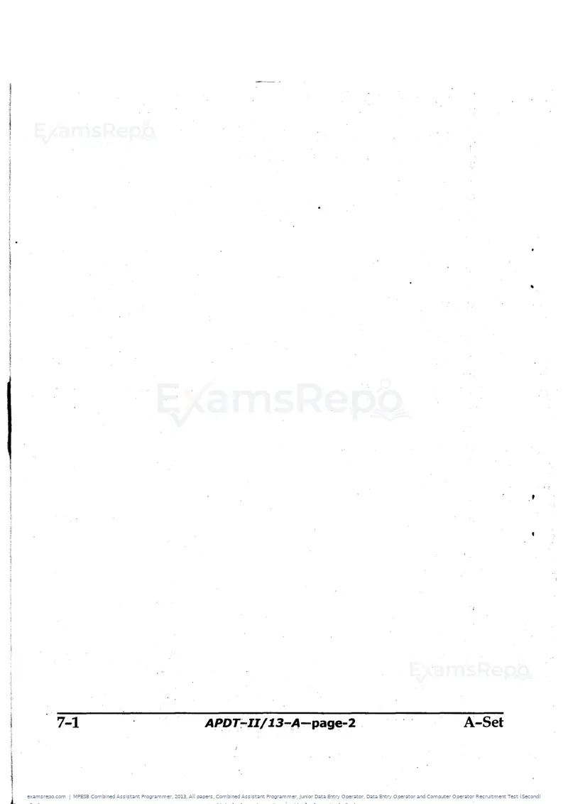 MPESB Combined Assistant Programmer 2013 question paper, All papers, Combined Assistant Programmer, Junior Data Entry Operator, Data Entry Operator and Computer Operator Recruitment Test (Second), page 2 of 48