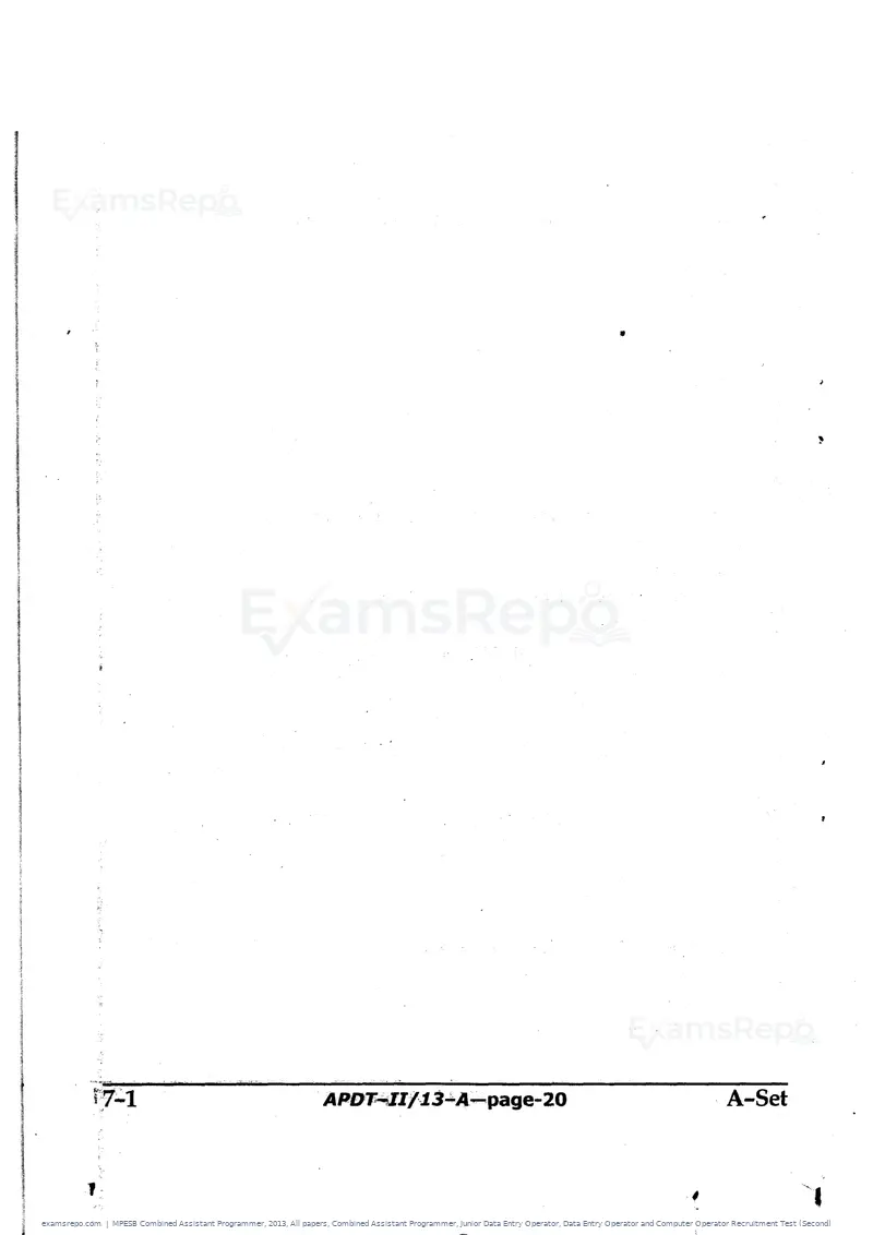 MPESB Combined Assistant Programmer 2013 question paper, All papers, Combined Assistant Programmer, Junior Data Entry Operator, Data Entry Operator and Computer Operator Recruitment Test (Second), page 20 of 48