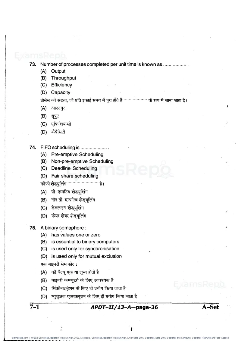 MPESB Combined Assistant Programmer 2013 question paper, All papers, Combined Assistant Programmer, Junior Data Entry Operator, Data Entry Operator and Computer Operator Recruitment Test (Second), page 36 of 48