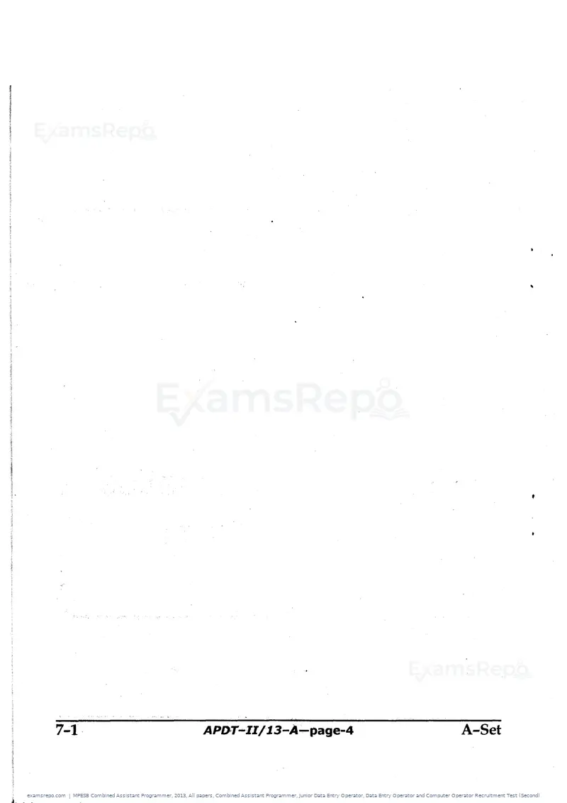 MPESB Combined Assistant Programmer 2013 question paper, All papers, Combined Assistant Programmer, Junior Data Entry Operator, Data Entry Operator and Computer Operator Recruitment Test (Second), page 4 of 48