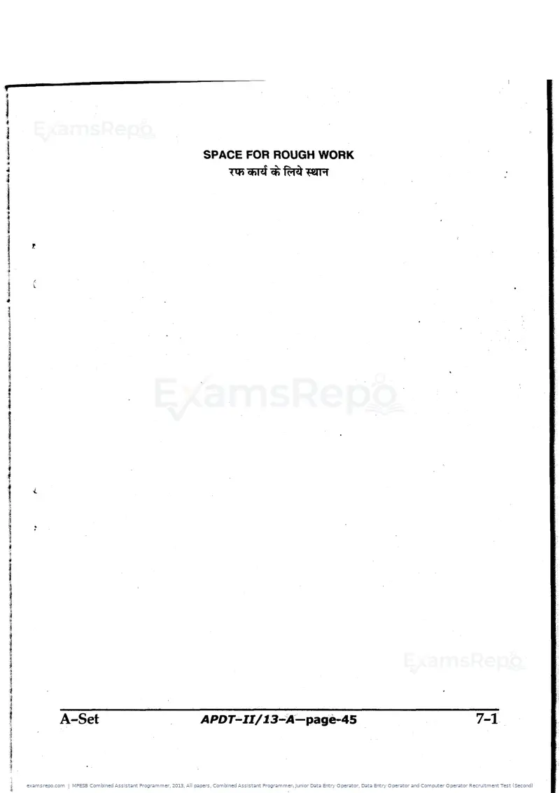 MPESB Combined Assistant Programmer 2013 question paper, All papers, Combined Assistant Programmer, Junior Data Entry Operator, Data Entry Operator and Computer Operator Recruitment Test (Second), page 45 of 48