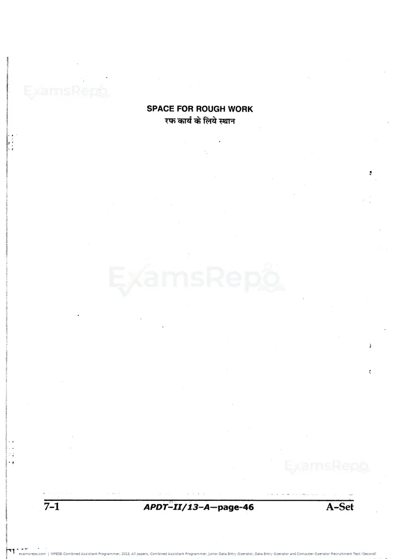MPESB Combined Assistant Programmer 2013 question paper, All papers, Combined Assistant Programmer, Junior Data Entry Operator, Data Entry Operator and Computer Operator Recruitment Test (Second), page 46 of 48