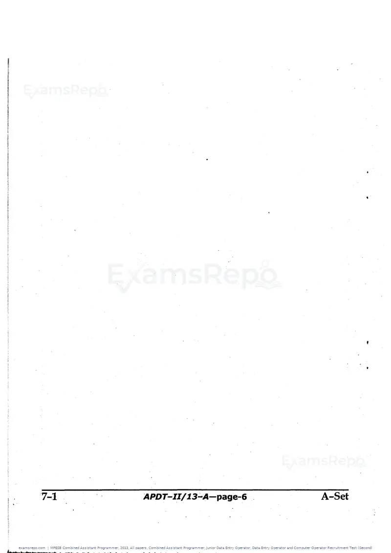 MPESB Combined Assistant Programmer 2013 question paper, All papers, Combined Assistant Programmer, Junior Data Entry Operator, Data Entry Operator and Computer Operator Recruitment Test (Second), page 6 of 48