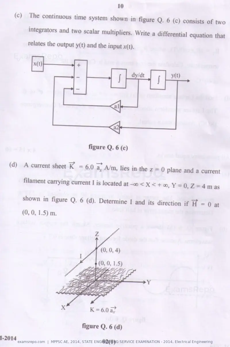 MPPSC AE 2014 question paper, STATE ENGINEERING SERVICE EXAMINATION - 2014, Electrical Engineering, page 10 of 20