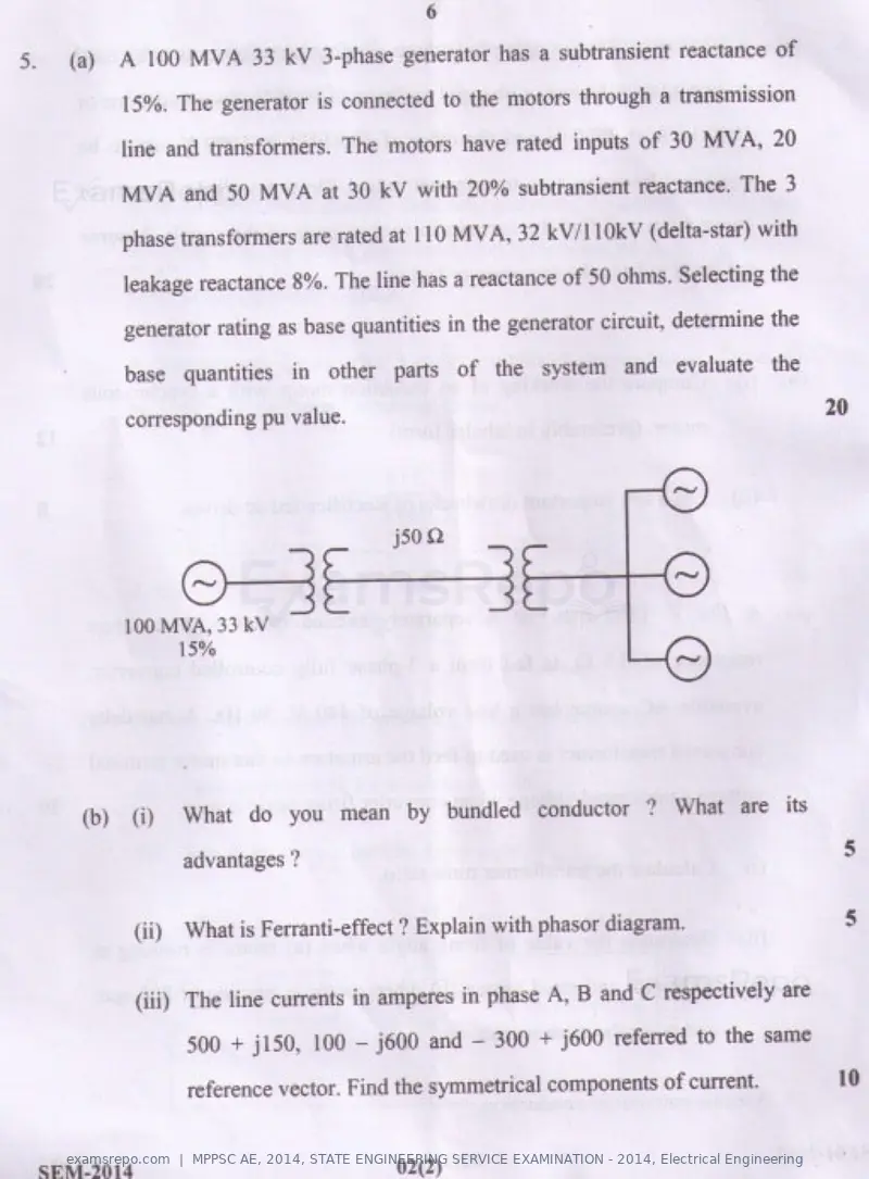 MPPSC AE 2014 question paper, STATE ENGINEERING SERVICE EXAMINATION - 2014, Electrical Engineering, page 18 of 20