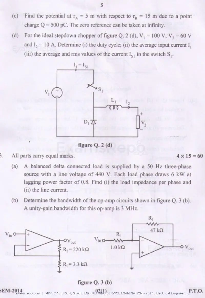 MPPSC AE 2014 question paper, STATE ENGINEERING SERVICE EXAMINATION - 2014, Electrical Engineering, page 5 of 20