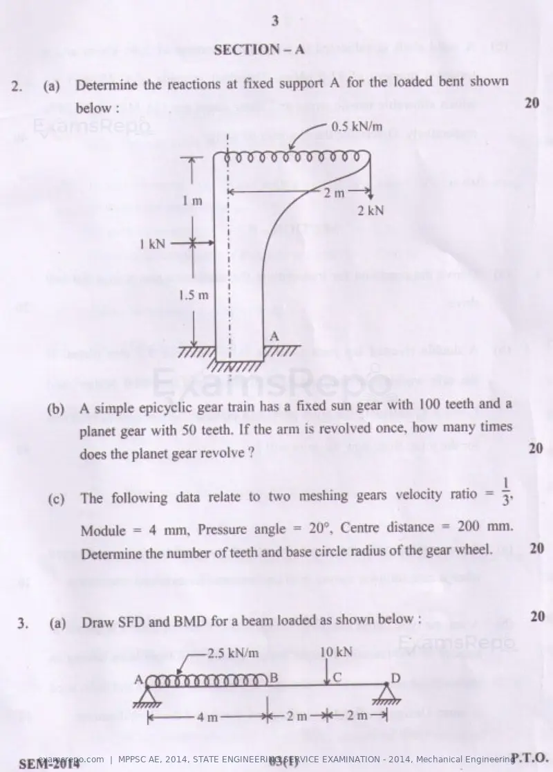 MPPSC AE 2014 question paper, STATE ENGINEERING SERVICE EXAMINATION - 2014, Mechanical Engineering, page 3 of 14