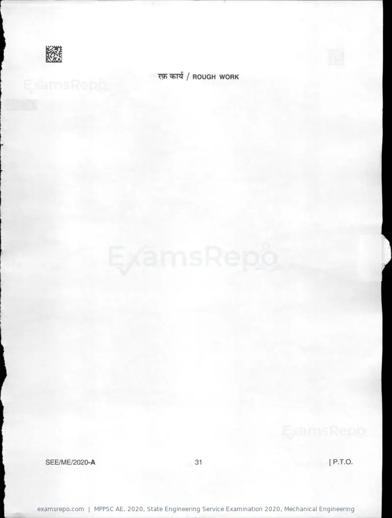 MPPSC AE 2020 question paper, State Engineering Service Examination 2020, Mechanical Engineering, page 31 of 32