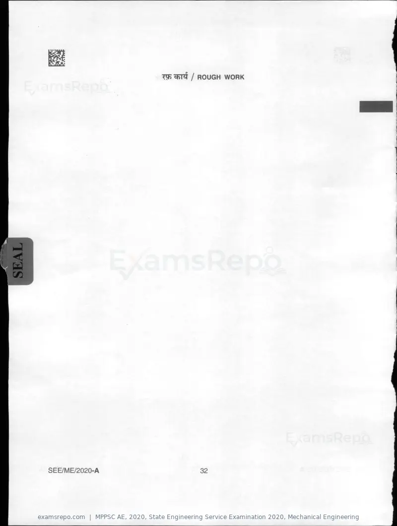 MPPSC AE 2020 question paper, State Engineering Service Examination 2020, Mechanical Engineering, page 32 of 32