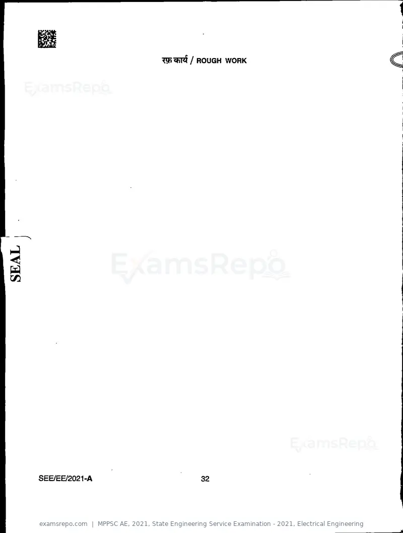 MPPSC AE 2021 question paper, State Engineering Service Examination - 2021, Electrical Engineering, page 32 of 32