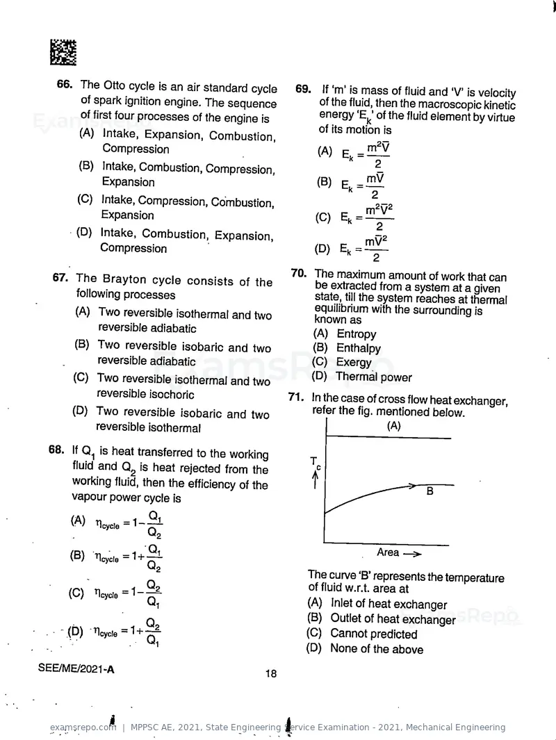 MPPSC AE 2021 question paper, State Engineering Service Examination - 2021, Mechanical Engineering, page 18 of 32