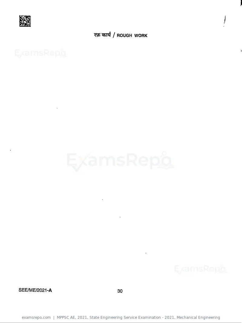 MPPSC AE 2021 question paper, State Engineering Service Examination - 2021, Mechanical Engineering, page 30 of 32