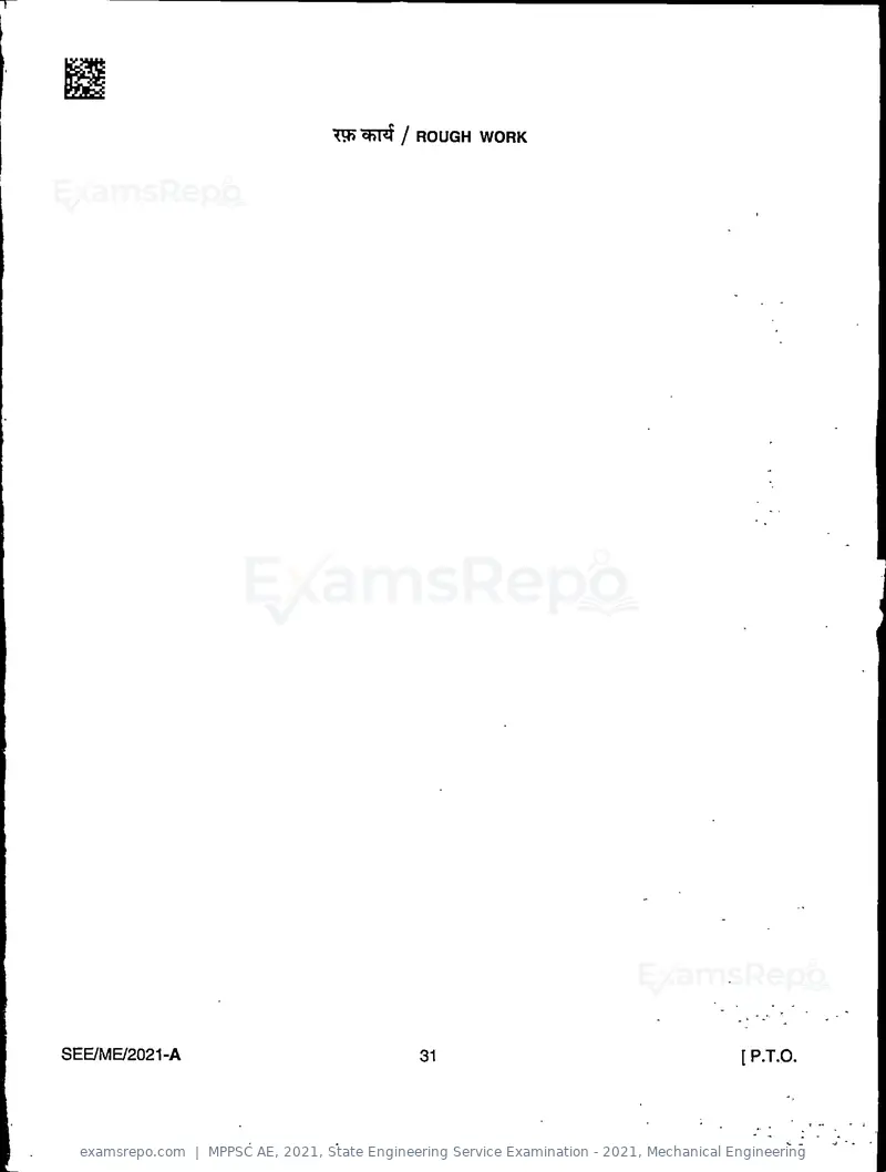 MPPSC AE 2021 question paper, State Engineering Service Examination - 2021, Mechanical Engineering, page 31 of 32