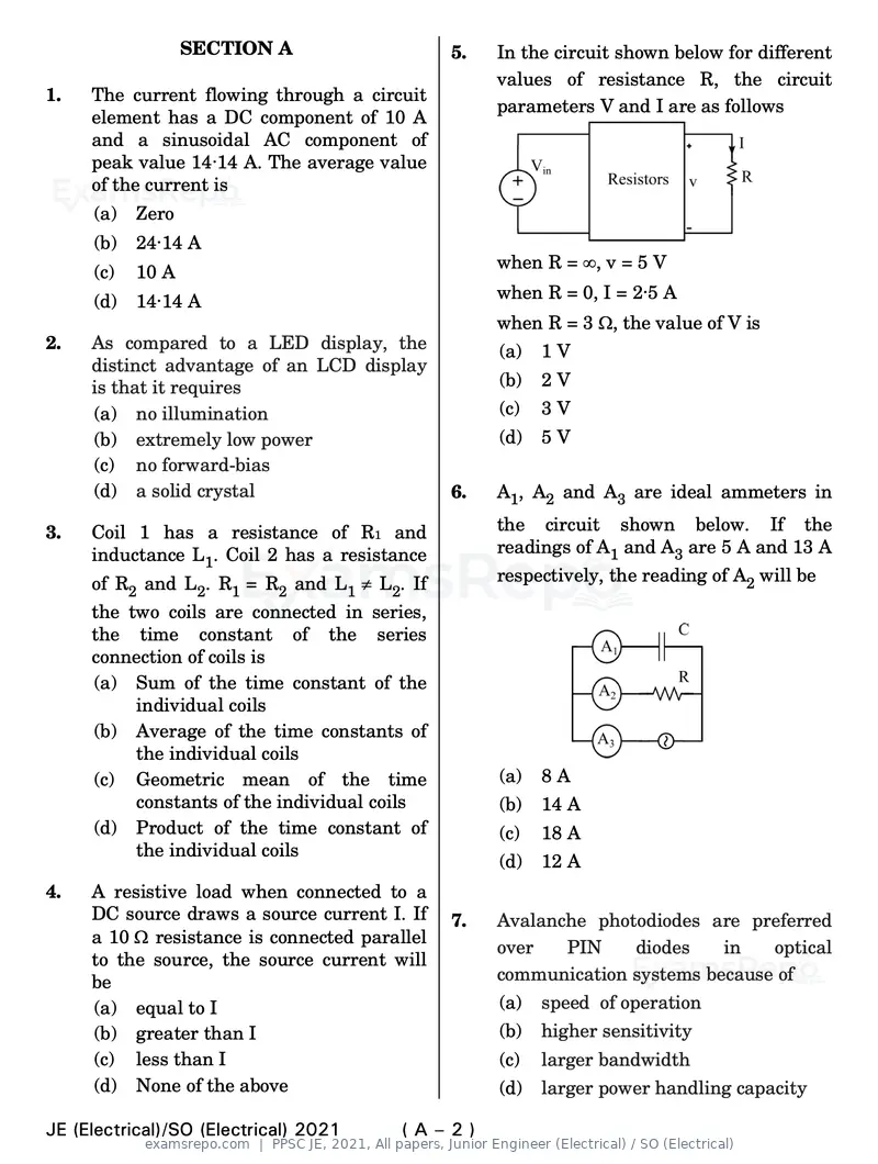 PPSC JE 2021 question paper, All papers, Junior Engineer (Electrical) / SO (Electrical), page 2 of 80