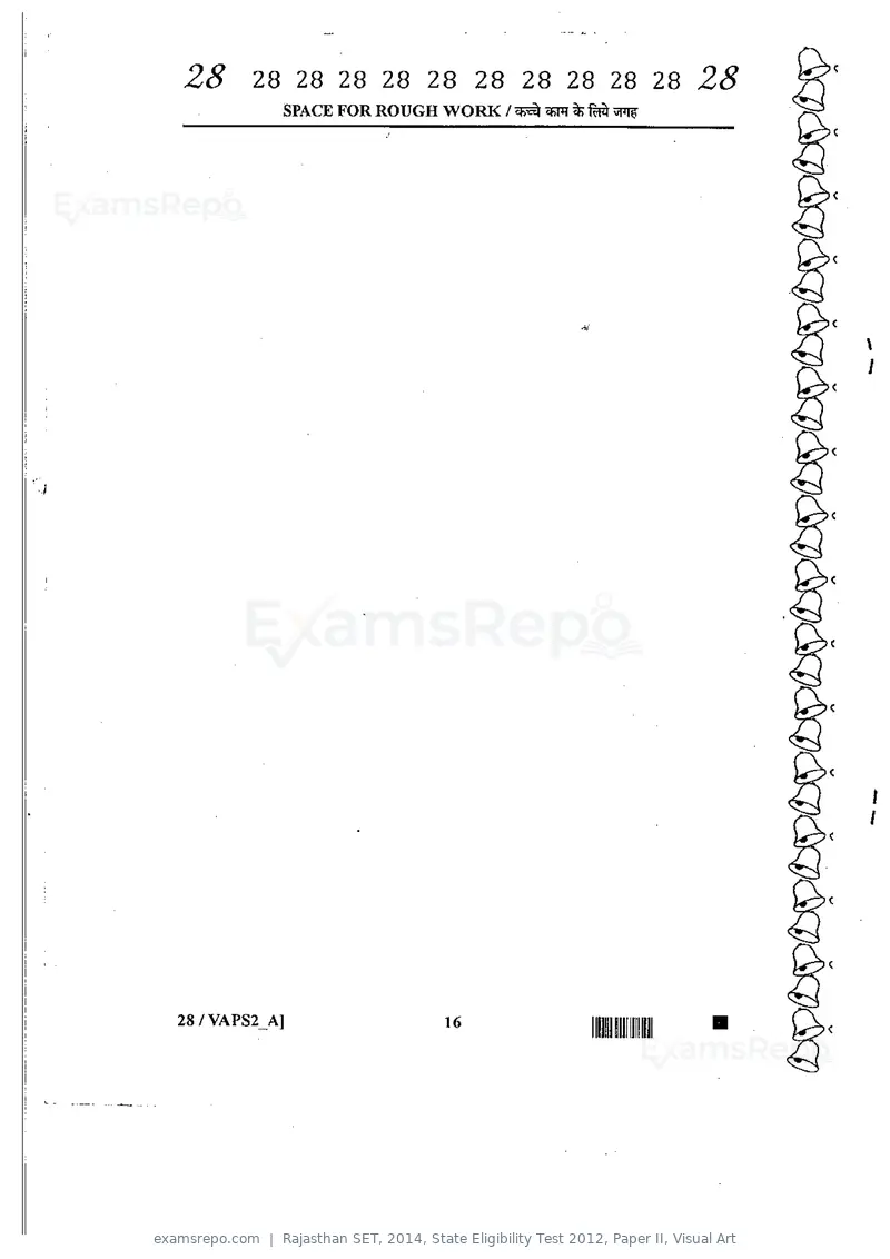 Rajasthan SET 2014 question paper, State Eligibility Test 2012, Paper II, Visual Art, page 16 of 16