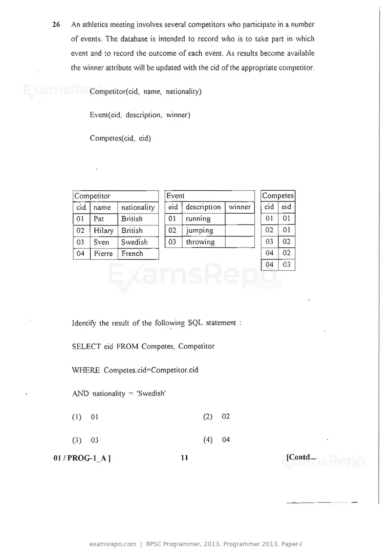 RPSC Programmer 2013 question paper, Programmer 2013, Paper-I, page 11 of 32