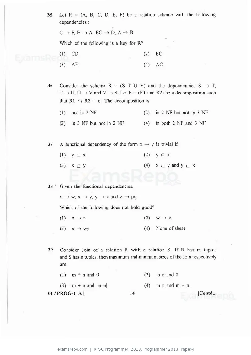 RPSC Programmer 2013 question paper, Programmer 2013, Paper-I, page 14 of 32