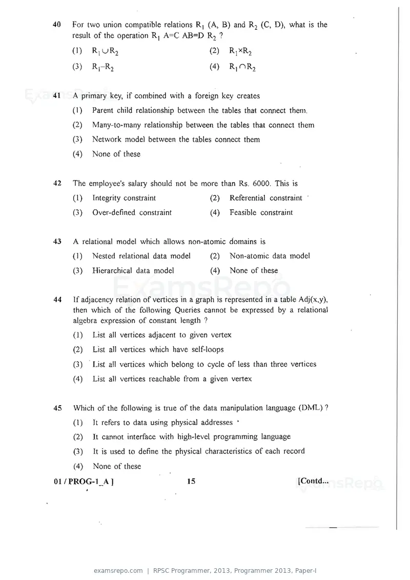 RPSC Programmer 2013 question paper, Programmer 2013, Paper-I, page 15 of 32