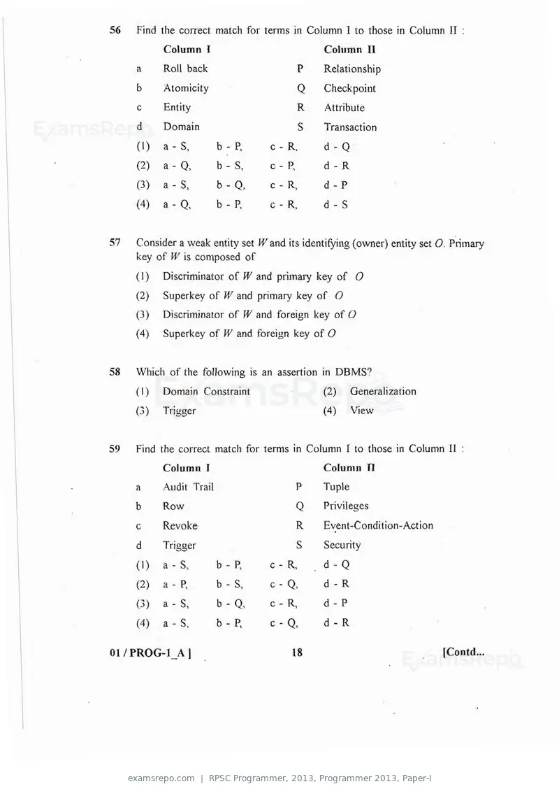 RPSC Programmer 2013 question paper, Programmer 2013, Paper-I, page 18 of 32