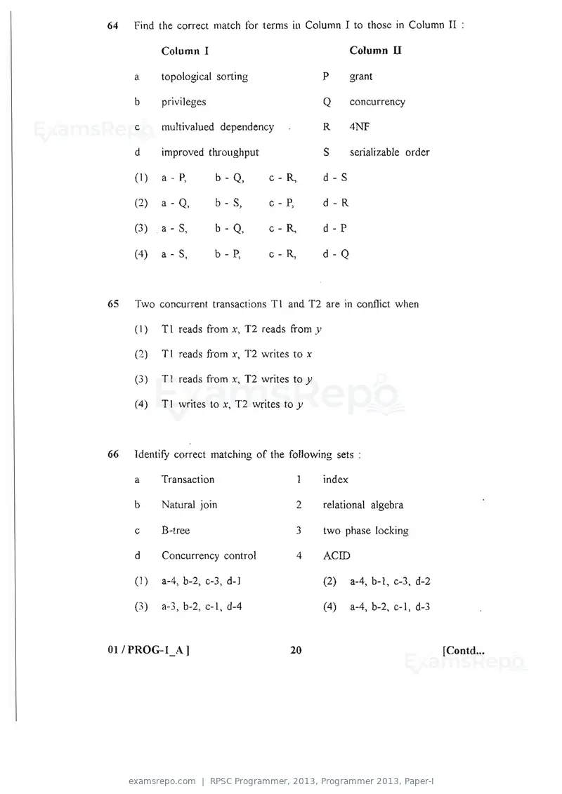 RPSC Programmer 2013 question paper, Programmer 2013, Paper-I, page 20 of 32