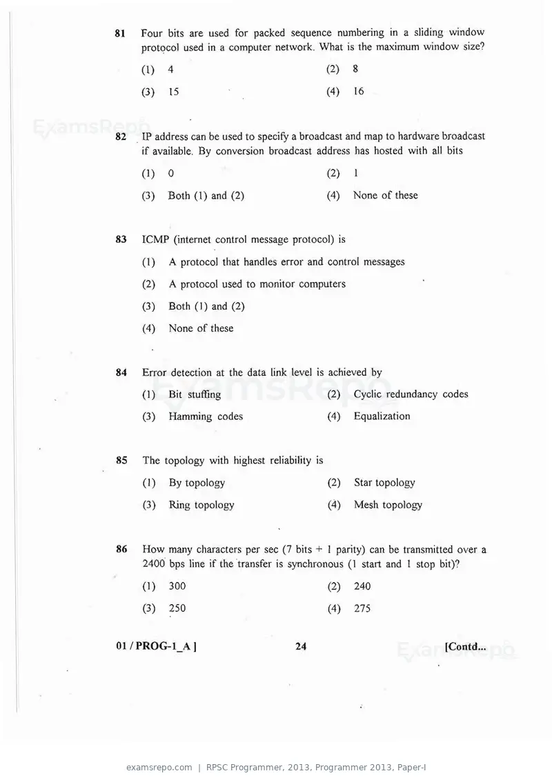 RPSC Programmer 2013 question paper, Programmer 2013, Paper-I, page 24 of 32