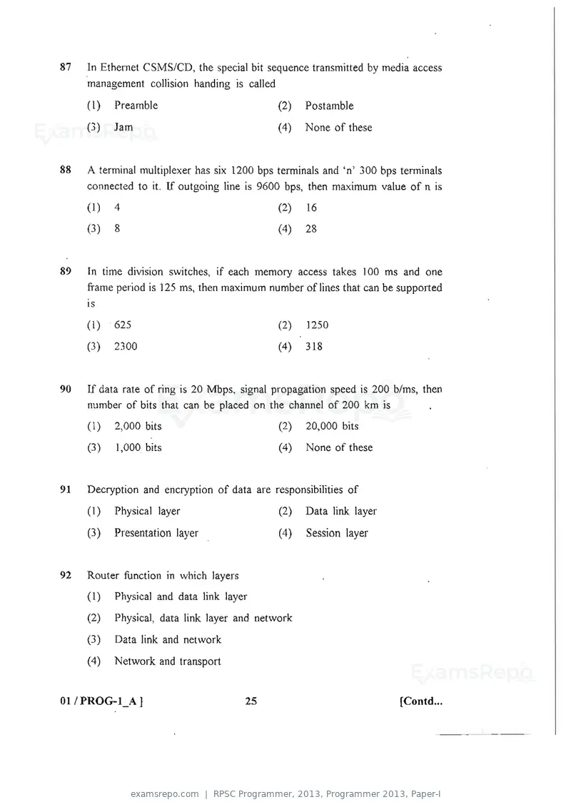 RPSC Programmer 2013 question paper, Programmer 2013, Paper-I, page 25 of 32