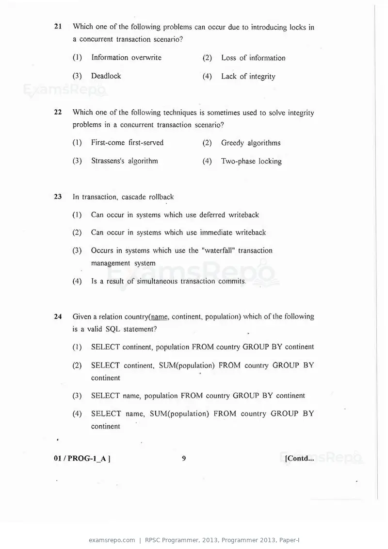 RPSC Programmer 2013 question paper, Programmer 2013, Paper-I, page 9 of 32