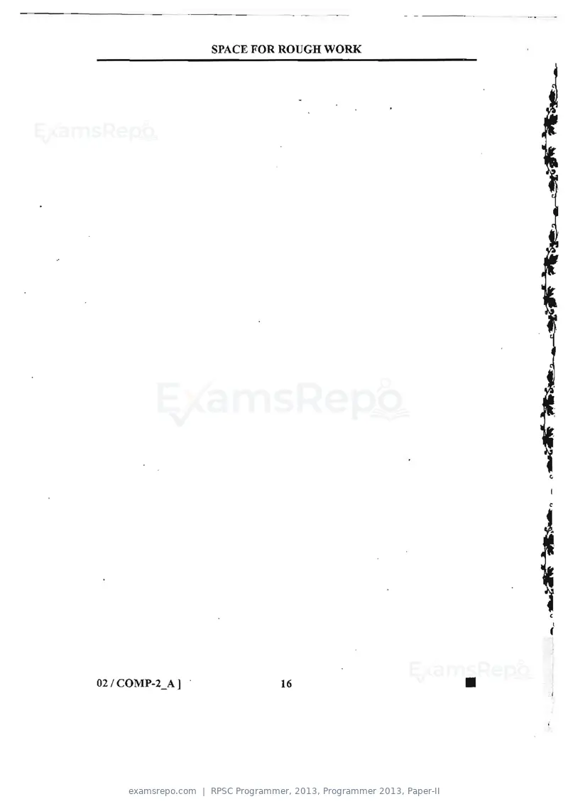 RPSC Programmer 2013 question paper, Programmer 2013, Paper-II, page 16 of 16
