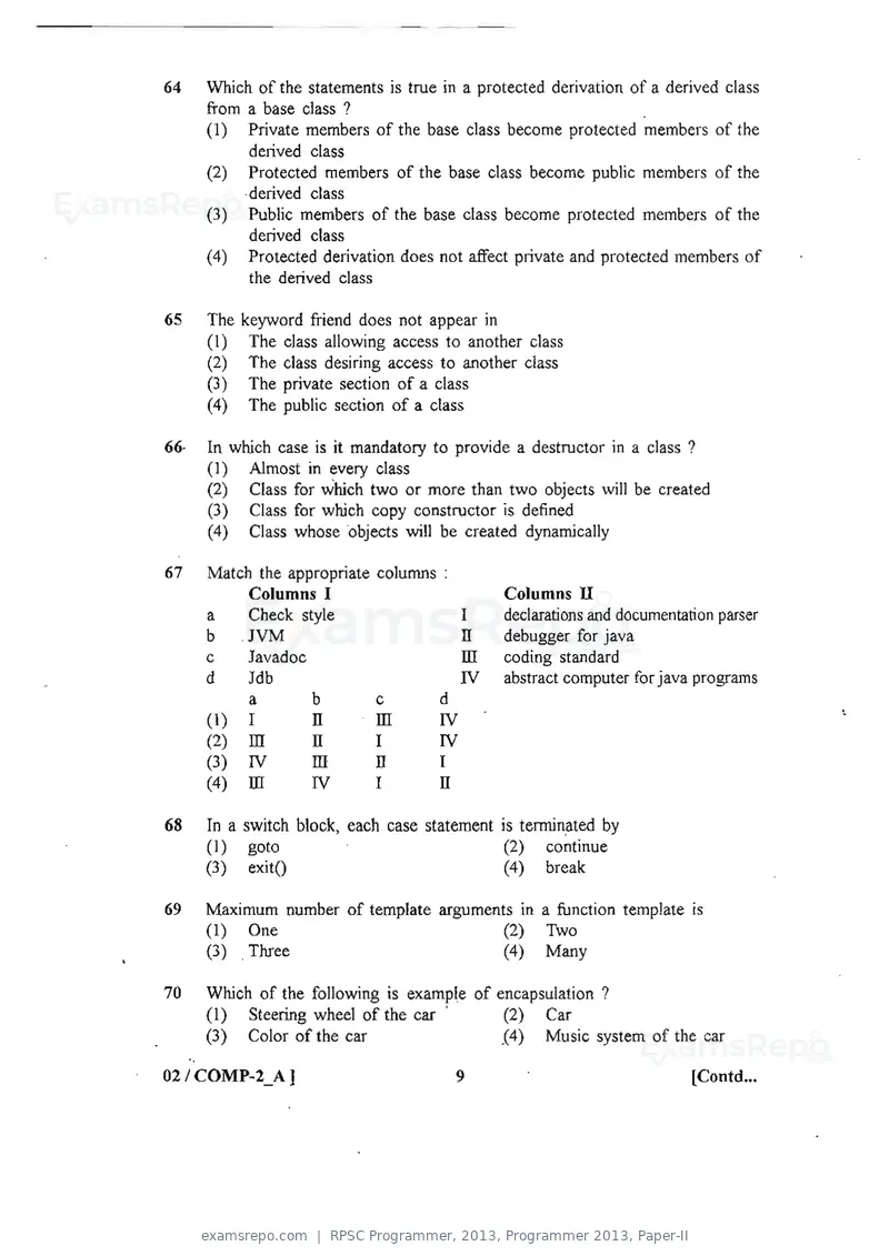 RPSC Programmer 2013 question paper, Programmer 2013, Paper-II, page 9 of 16