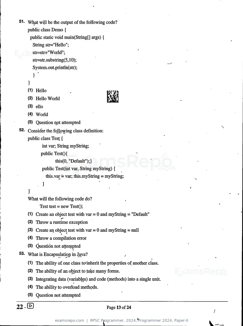 RPSC Programmer 2024 question paper, Programmer 2024, Paper-II, page 13 of 24