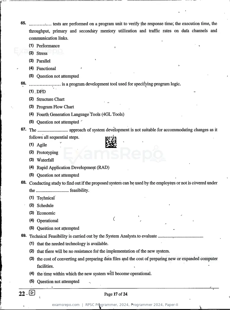 RPSC Programmer 2024 question paper, Programmer 2024, Paper-II, page 17 of 24