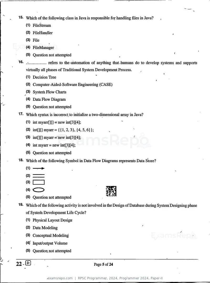 RPSC Programmer 2024 question paper, Programmer 2024, Paper-II, page 5 of 24