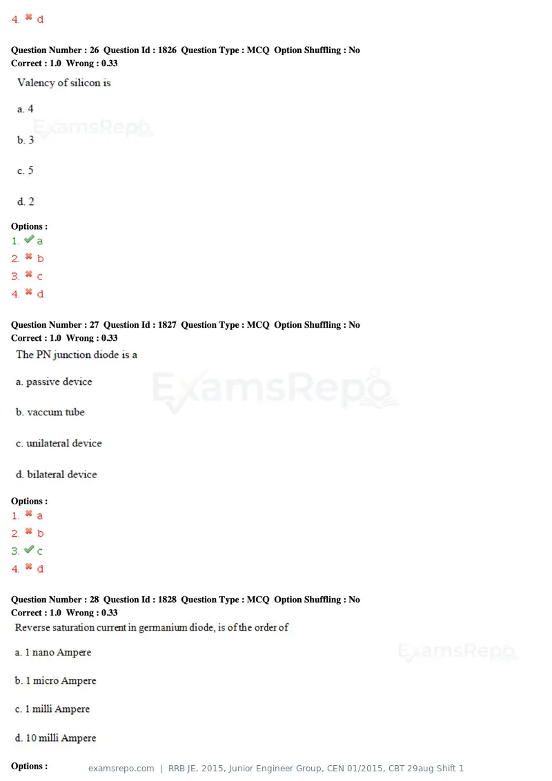 RRB JE 2015 question paper, Junior Engineer Group, CEN 01/2015, CBT 29aug Shift 1, page 11 of 53