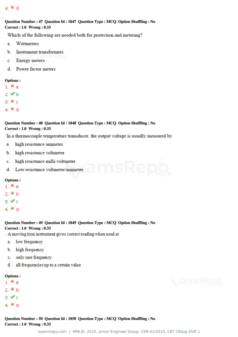 RRB JE 2015 question paper, Junior Engineer Group, CEN 01/2015, CBT 29aug Shift 1, page 19 of 53