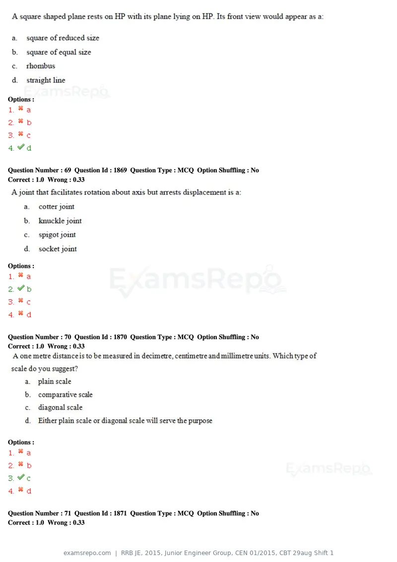 RRB JE 2015 question paper, Junior Engineer Group, CEN 01/2015, CBT 29aug Shift 1, page 26 of 53