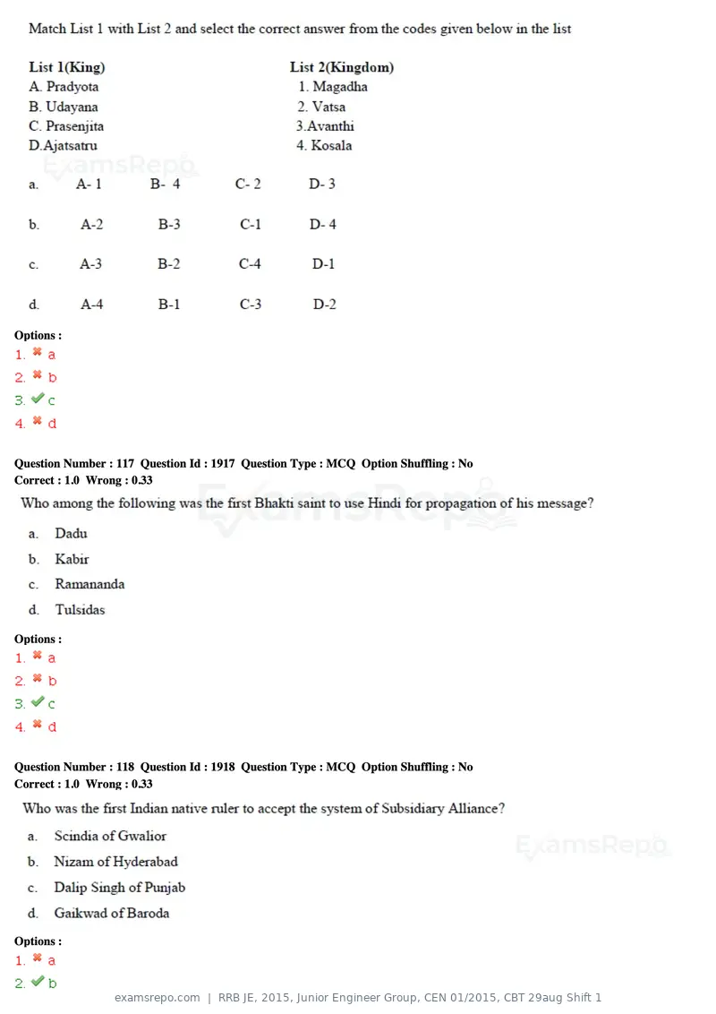 RRB JE 2015 question paper, Junior Engineer Group, CEN 01/2015, CBT 29aug Shift 1, page 42 of 53