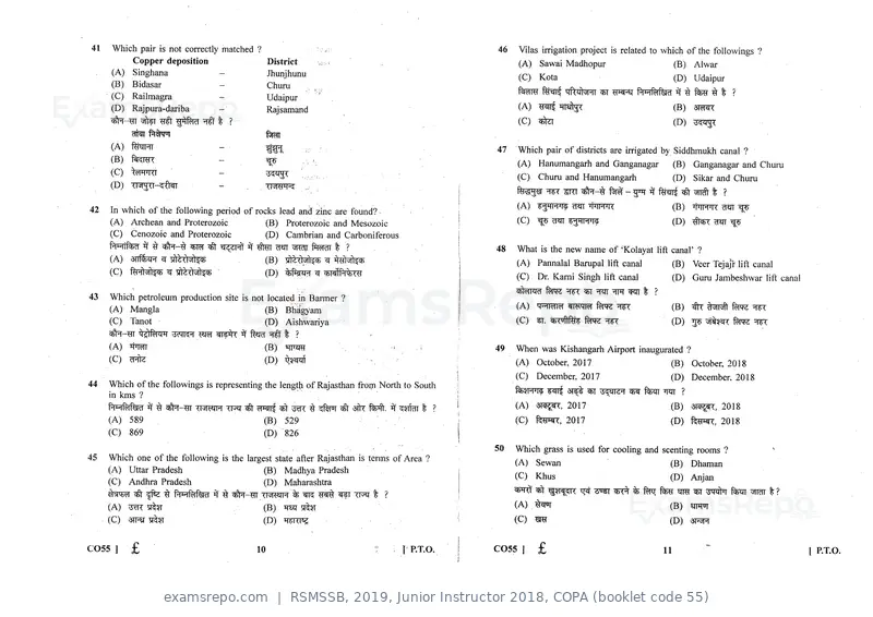 RSMSSB 2019 question paper, Junior Instructor 2018, COPA (booklet code 55), page 6 of 16