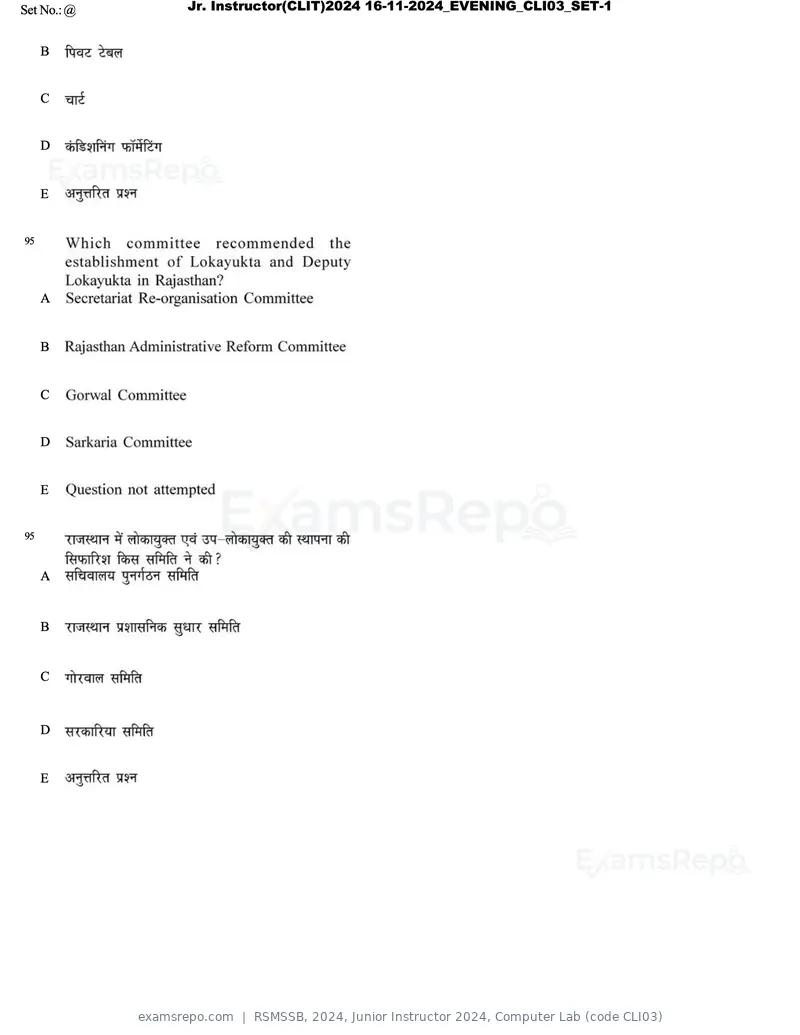 RSMSSB 2024 question paper, Junior Instructor 2024, Computer Lab (code CLI03), page 54 of 69