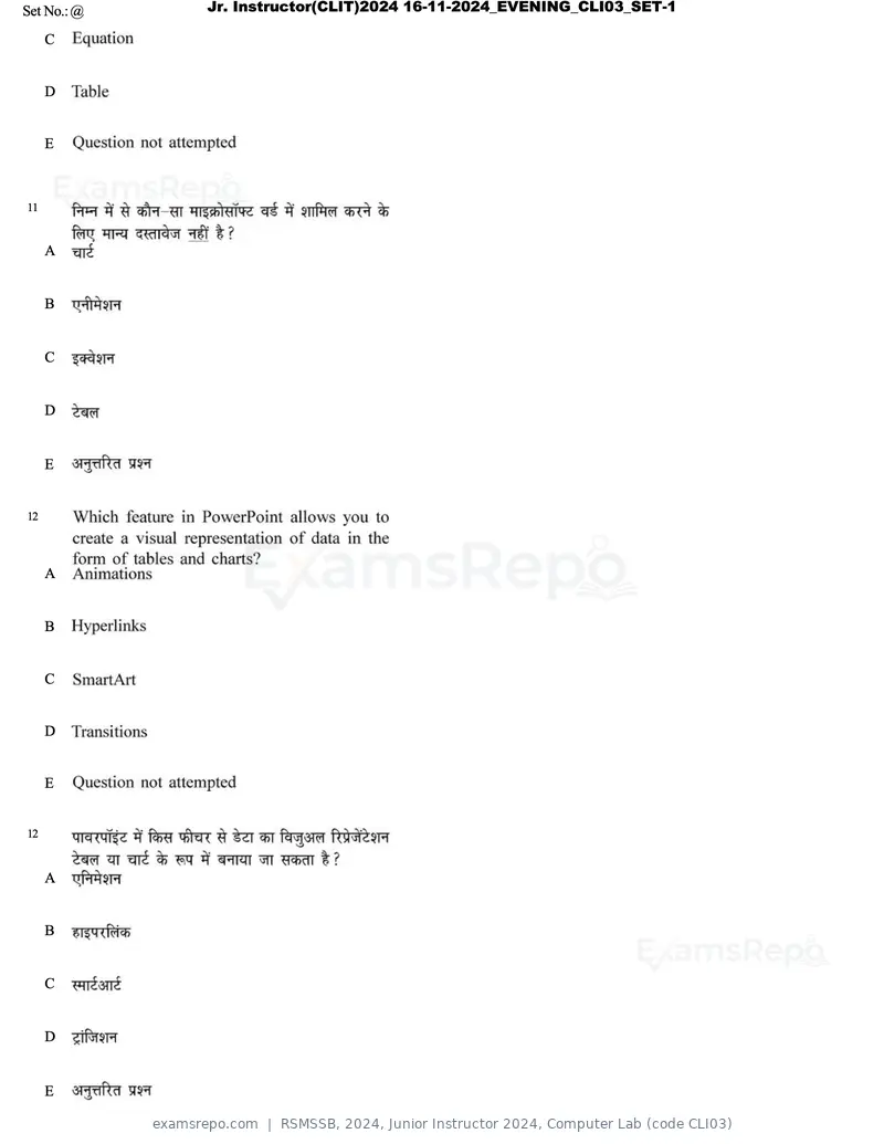 RSMSSB 2024 question paper, Junior Instructor 2024, Computer Lab (code CLI03), page 7 of 69