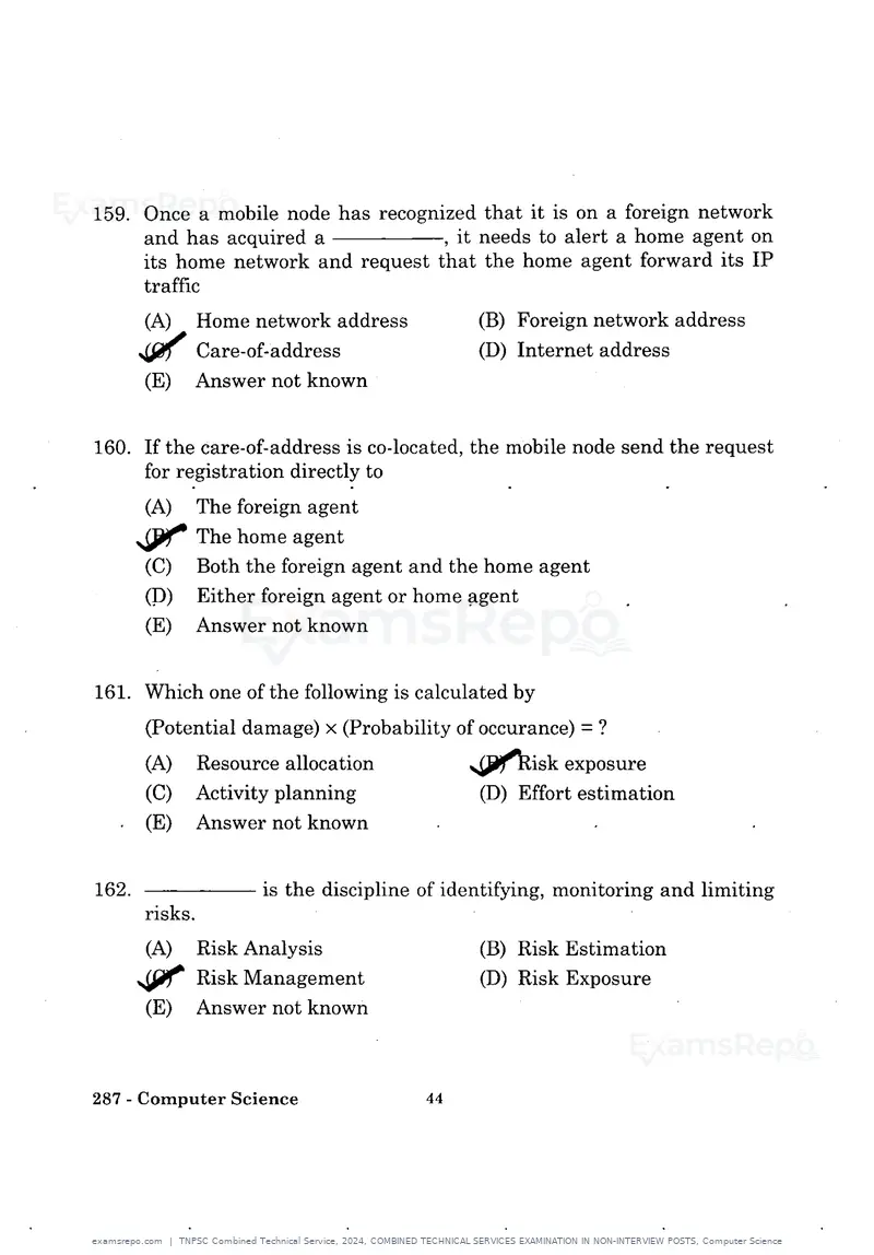 TNPSC Combined Technical Service 2024 question paper, COMBINED TECHNICAL SERVICES EXAMINATION IN NON-INTERVIEW POSTS, Computer Science, page 43 of 55