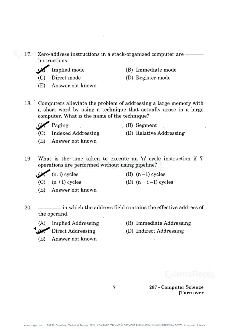 TNPSC Combined Technical Service 2024 question paper, COMBINED TECHNICAL SERVICES EXAMINATION IN NON-INTERVIEW POSTS, Computer Science, page 6 of 55