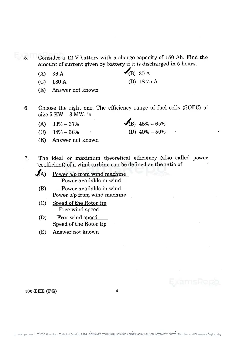 TNPSC Combined Technical Service 2024 question paper, COMBINED TECHNICAL SERVICES EXAMINATION IN NON-INTERVIEW POSTS, Electrical and Electronics Engineering, page 3 of 62