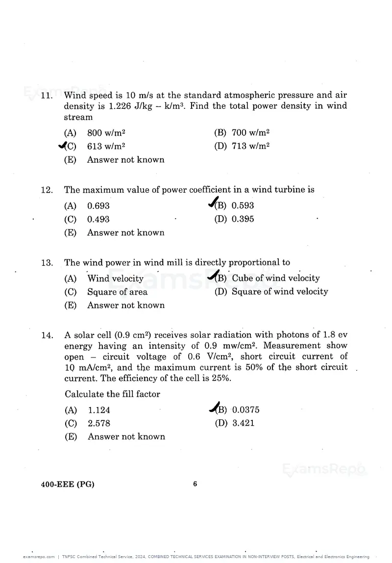 TNPSC Combined Technical Service 2024 question paper, COMBINED TECHNICAL SERVICES EXAMINATION IN NON-INTERVIEW POSTS, Electrical and Electronics Engineering, page 5 of 62
