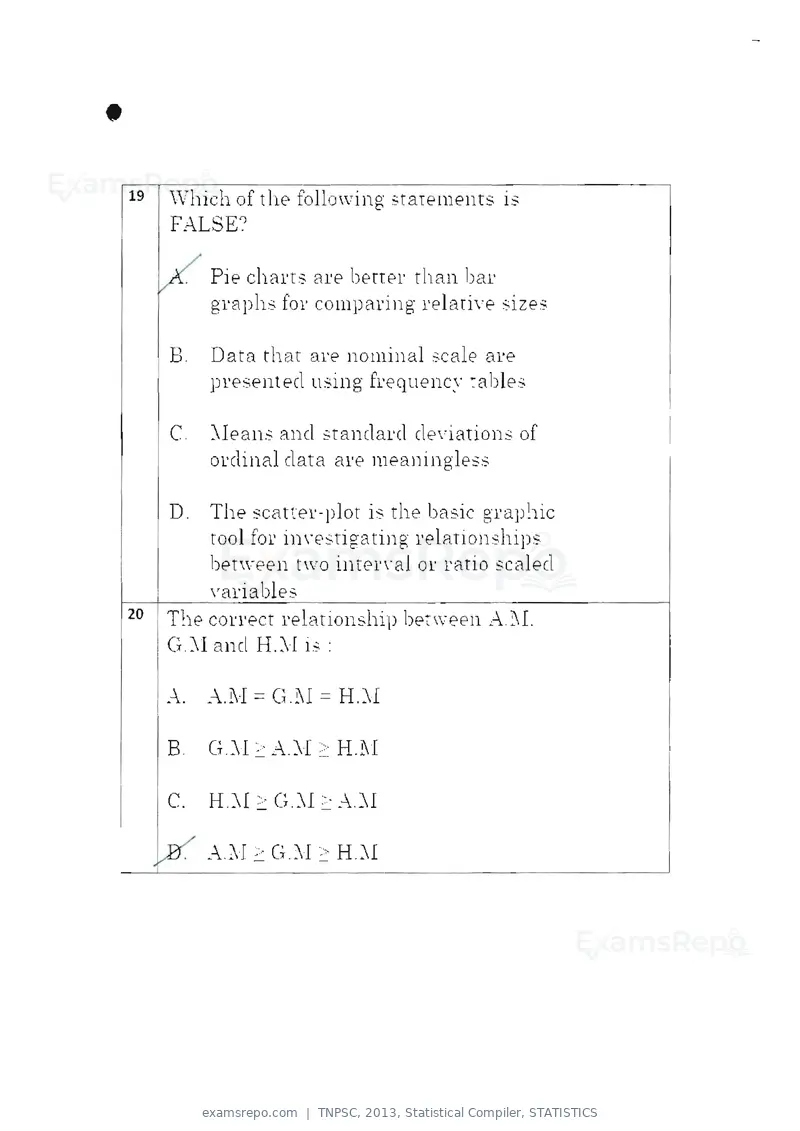 TNPSC 2013 question paper, Statistical Compiler, STATISTICS, page 10 of 103