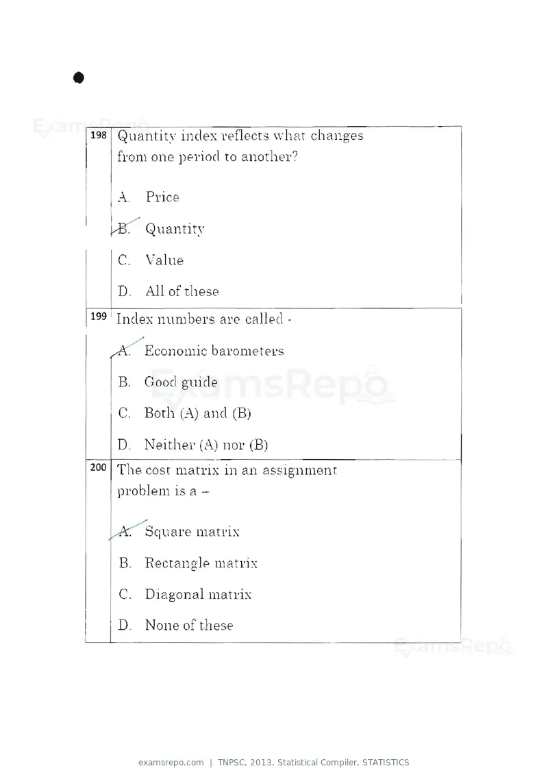 TNPSC 2013 question paper, Statistical Compiler, STATISTICS, page 103 of 103