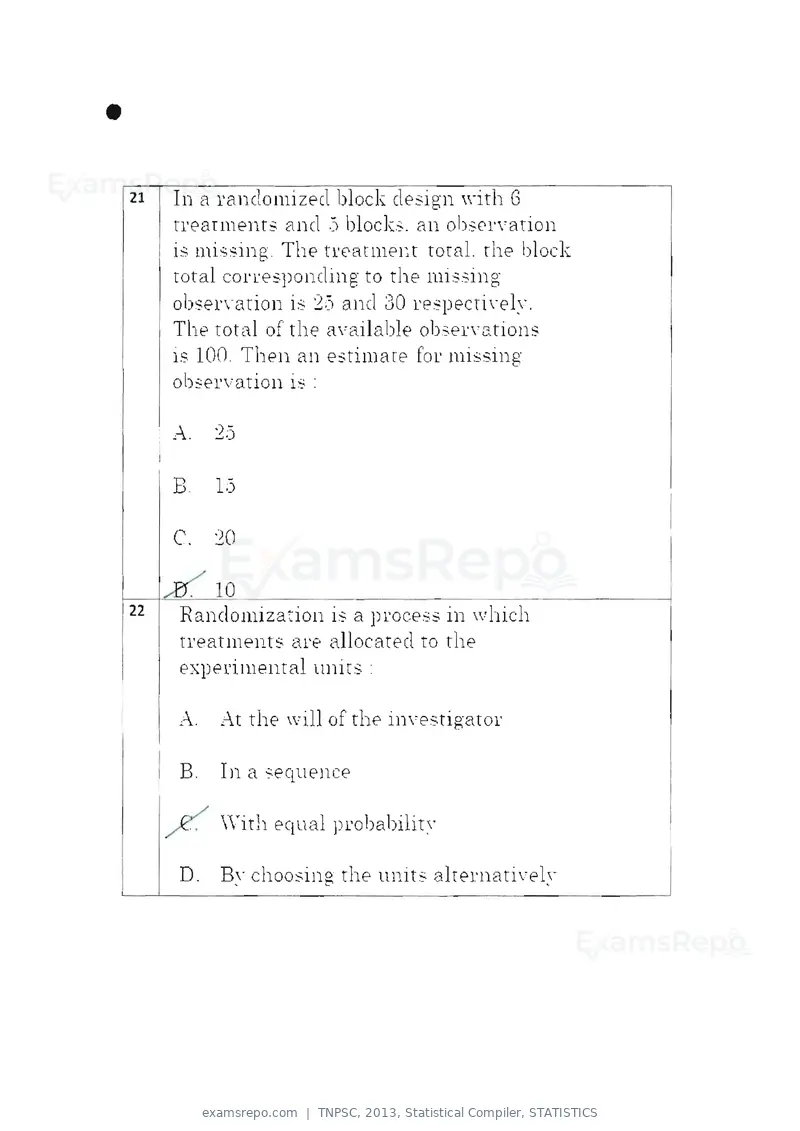 TNPSC 2013 question paper, Statistical Compiler, STATISTICS, page 11 of 103